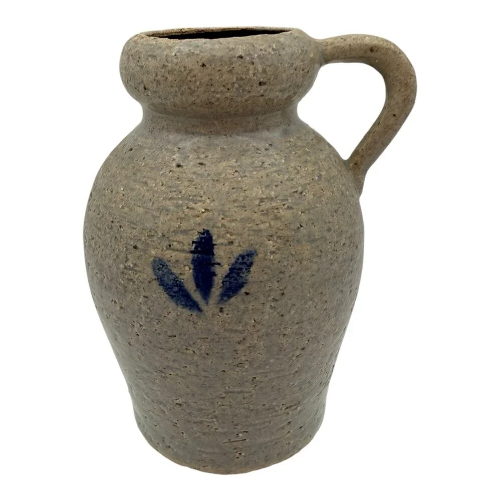 VTG 1970s INARCO Made In Thailand Salt Glazed Earthenware Floral Jug VASE 5.2